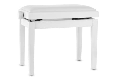 GEWA Deluxe banquette de piano avec revêtement en vinyle, blanc mat, assise blanche