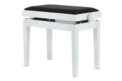 GEWA Banquette de piano Deluxe - White haute brillance (assise noire)