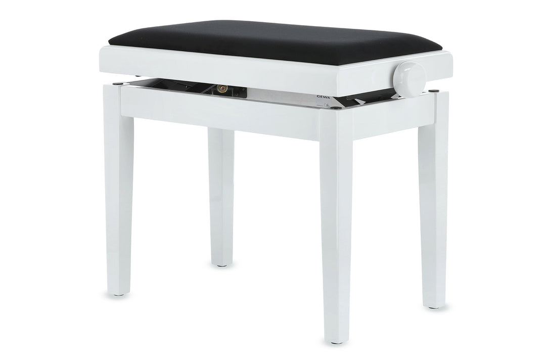GEWA Banquette de piano Deluxe - White haute brillance (assise noire)