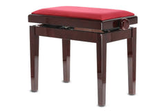 GEWA Banquette de piano Deluxe - acajou très brillant (assise Dark rouge)
