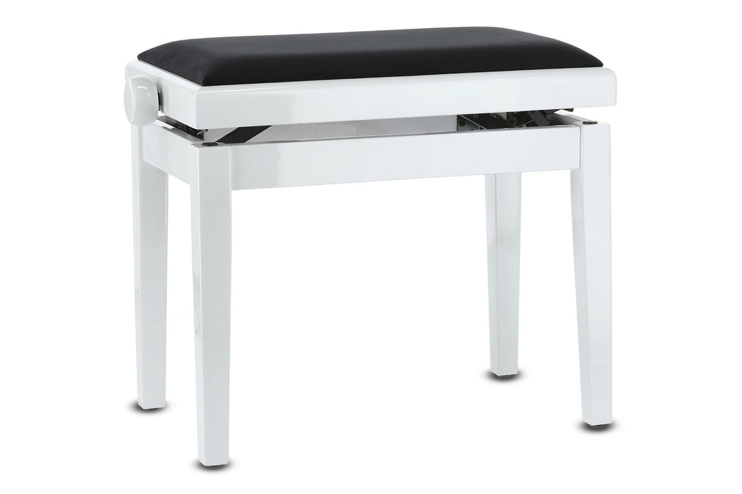 GEWA Banquette de piano Deluxe - White haute brillance (assise noire)
