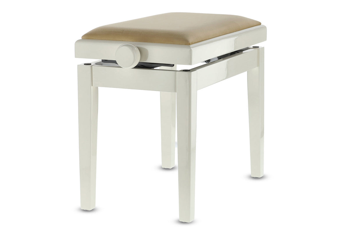 GEWA Piano bench Deluxe - High-gloss ivory (Beige seat)