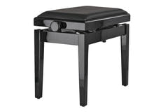 Banquette de piano GEWA Deluxe Autolift en vinyle - Black brillante (Assise Black)