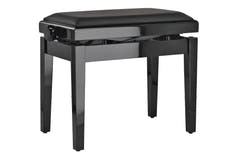 Banquette de piano GEWA Deluxe Autolift en vinyle - Black brillante (Assise Black)