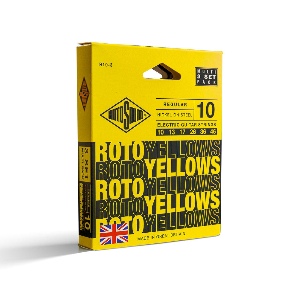 Rotosound Roto Yellows R10-3 elguitarstrenge 10-46, 3 sæt