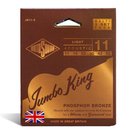 Rotosound Jumbo King JK11-3 strings de guitare folk 11-52, 3 sets