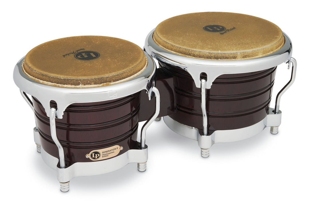 Latin Percussion Bongo Generation II Wood - Bois Dark, quincaillerie Chrome (LP201AX-2DW)