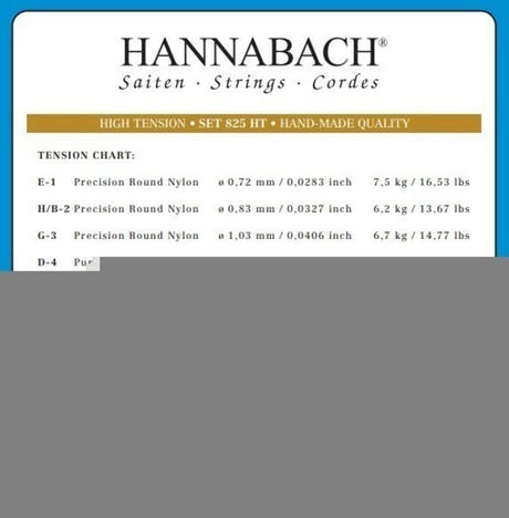 Corde de basso Hannabach 825 D4 pour guitare classique, tension High
