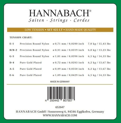 Hannabach 825 corde E6 de basse pour guitare classique, Low tension