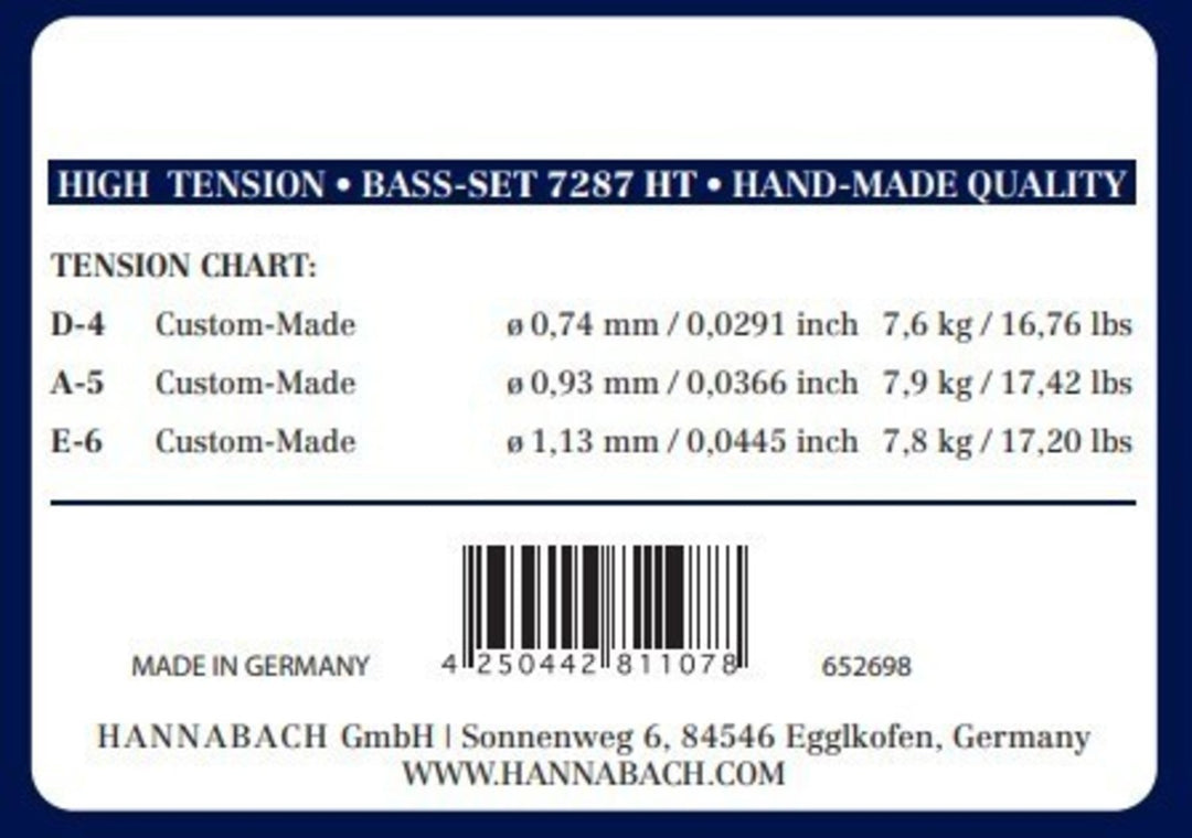 Hannabach Cordes pour Guitares classiques Series 728 High Tension Custom Made - 3er Bass aigu (7287HT)