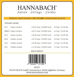 Hannabach Cordes pour Guitares classiques Series 725 Medium/High Tension Goldin - Set de 3 basses (7257MHT)