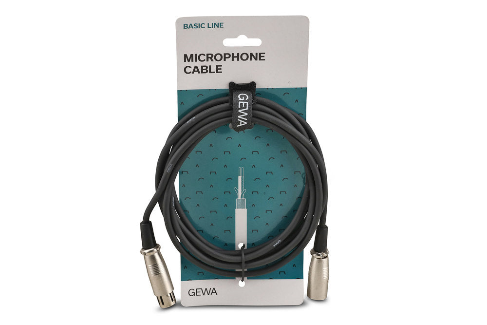 Câble de microphone GEWA Basic Line 3 m, XLR femelle vers XLR mâle