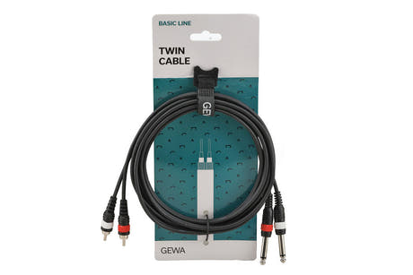 Double câble GEWA Basic Line 3 m, 2 x jack vers 2 x cinch