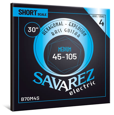 Savarez B70M4S Hexagonal Explosion basse à 4 cordes, medium short scale