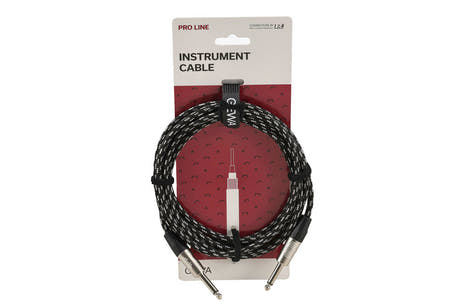 GEWA Pro Line câble instrument 3 m, tweed noir et blanc, jack droit