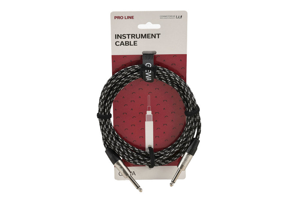 GEWA Pro Line câble instrument 3 m, tweed noir et blanc, jack droit