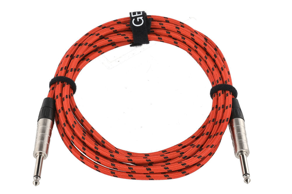 GEWA Pro Line câble d’instrument 3 m, tweed noir et rouge, jack droit
