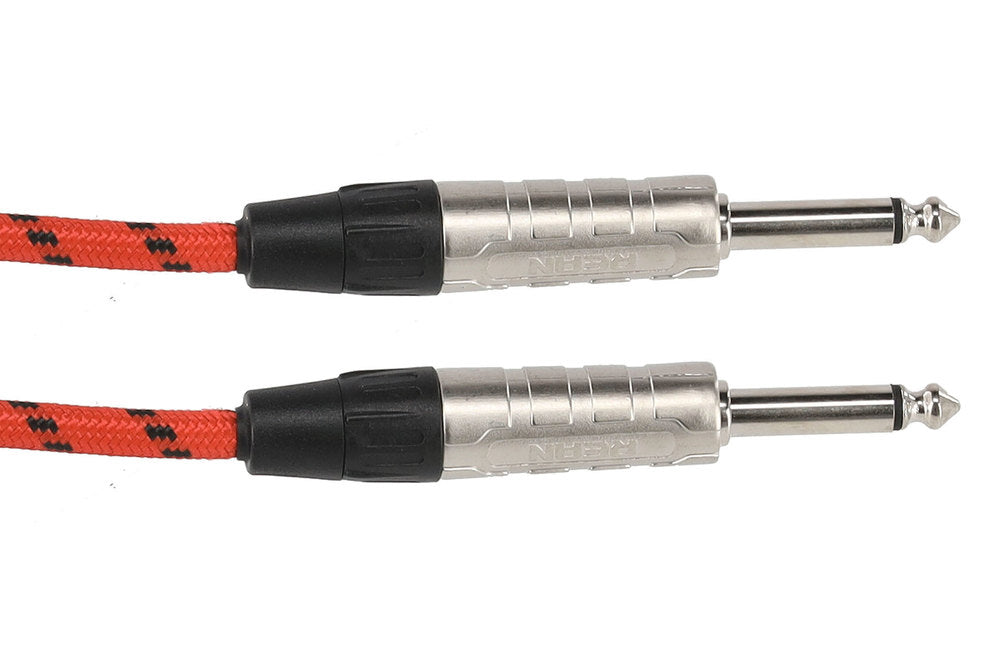 GEWA Pro Line câble d’instrument 3 m, tweed noir et rouge, jack droit