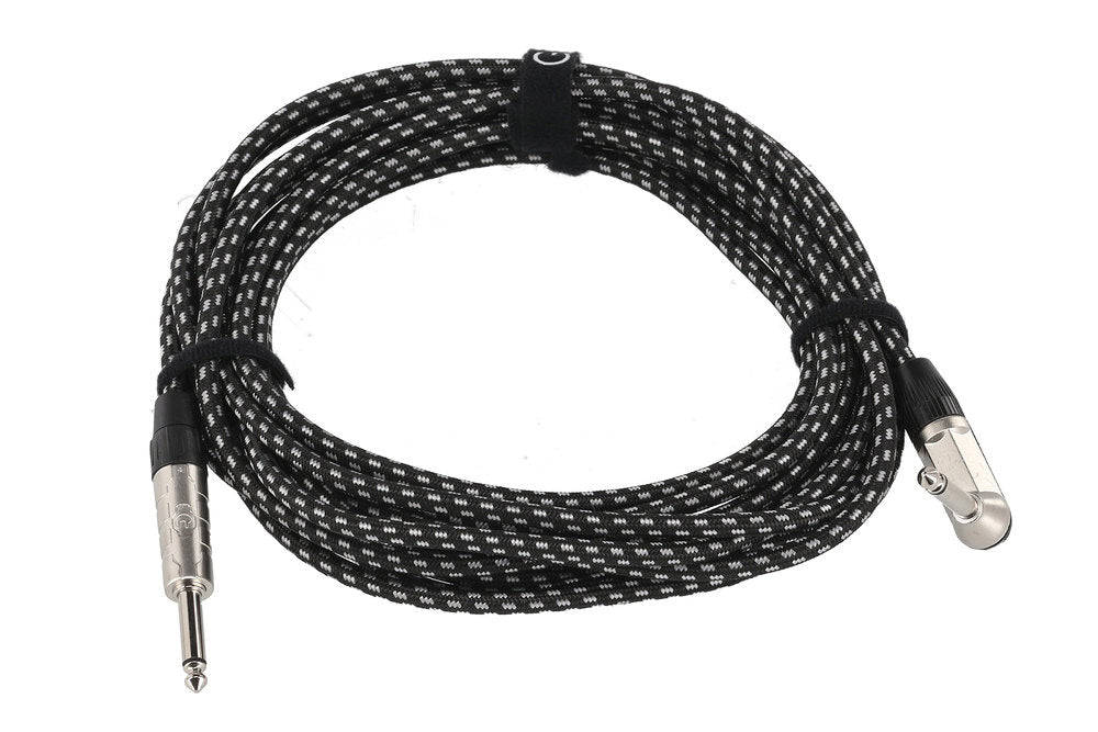 GEWA Pro Line câble d'instrument 6 m, tweed noir et blanc, jack coudé