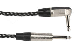 GEWA Pro Line câble d'instrument 6 m, tweed noir et blanc, jack coudé