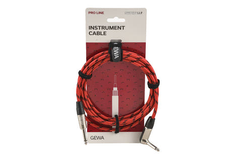 GEWA Pro Line câble instrument 3 m, tweed noir-rouge, jack coudé