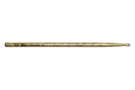 Vater Color Wrap 5A Gold Sparkle baguettes de baterie, hickory, embout en nylon