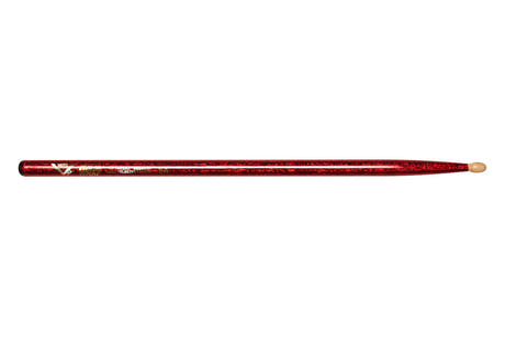Vater Color Wrap 5A Red Sparkle baguettes de baterie, hickory, embout en bois