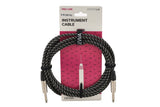 GEWA Pro Line câble d’instrument 6 m, tweed noir et blanc, jack droit