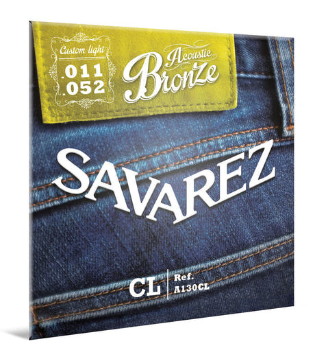 Strings de guitare folk Savarez A130CL Bronze, custom light .011 à .052