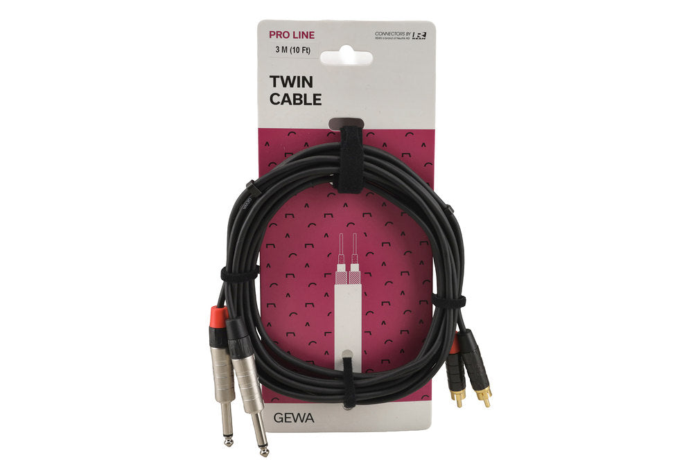 GEWA Pro Line câble double 3 m, 2 x jack vers 2 x cinch
