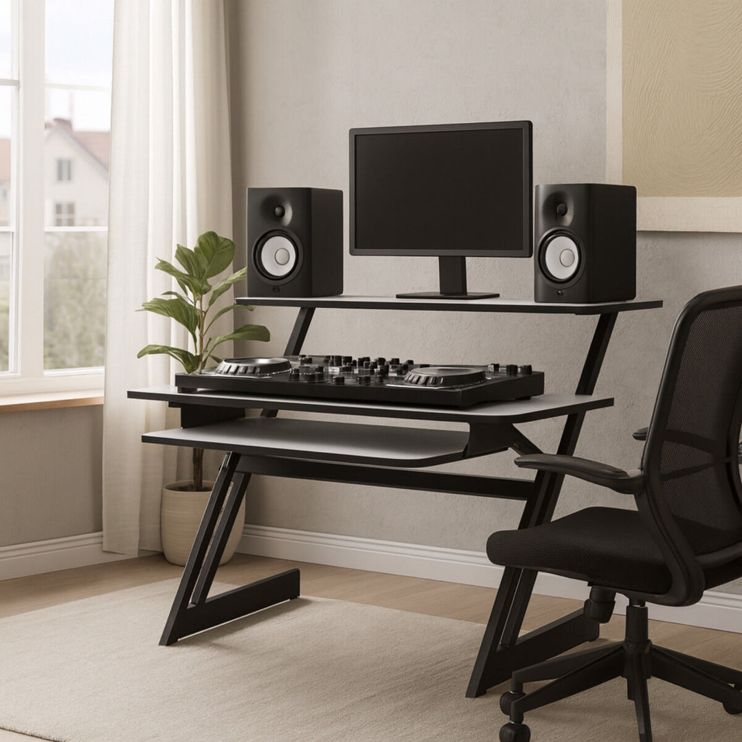 Bureau d’étude avec étagères et extension pour keyboard (120 cm)