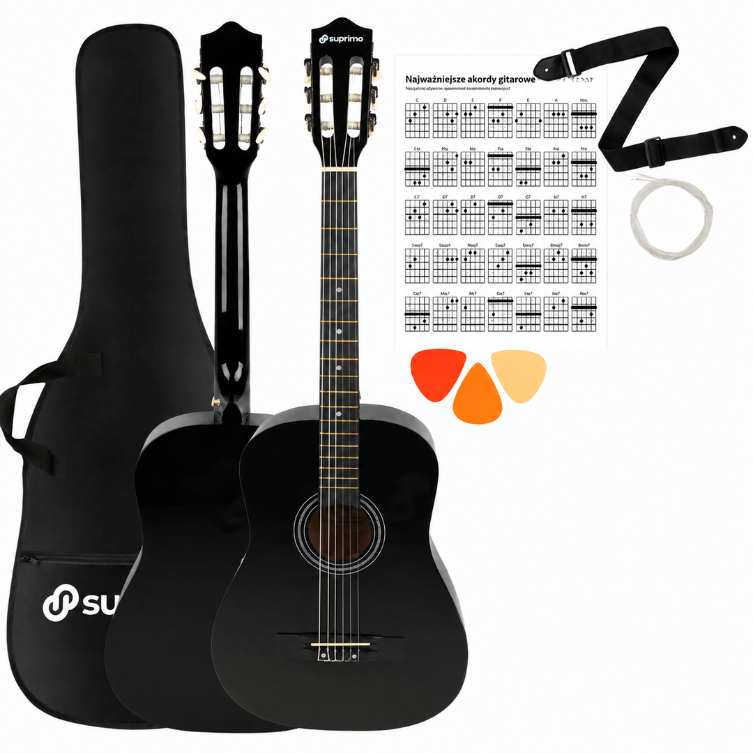 Suprimo CGS2 BK Ensemble de guitare classique 4/4, noir