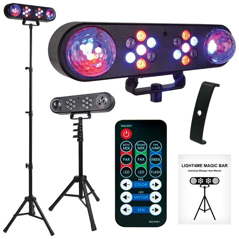 LIGHT4ME MAGIC BAR effet boule à facettes LED PAR + stand + télécommande