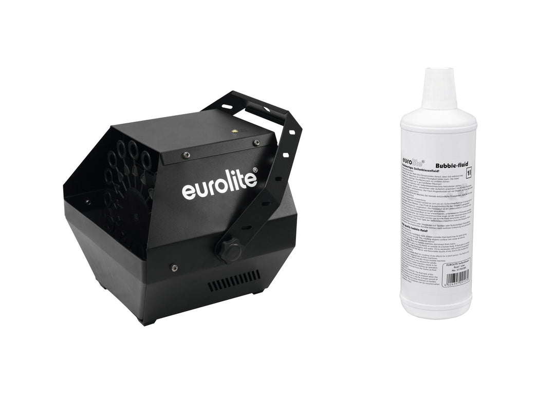 EUROLITE Set B-90 Machine à bulles noire + Liquide à bulles 1l