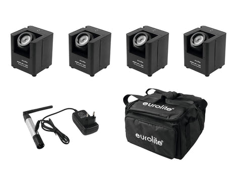EUROLITE set 4x AKKU UP-1 + SB-4 Soft Bag + Émetteur sans fil QuickDMX