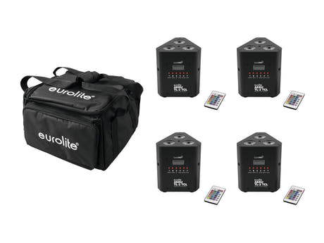 EUROLITE Set de 4x AKKU TL-3 QuickDMX + sac souple