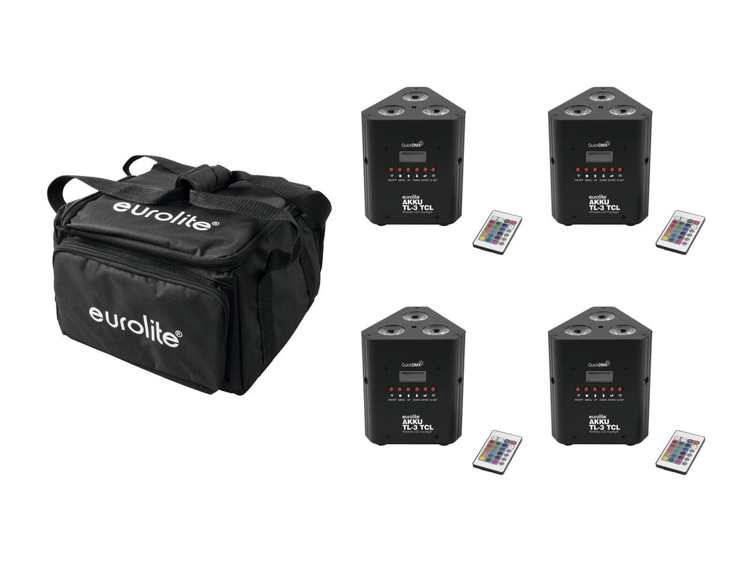 EUROLITE Set de 4x AKKU TL-3 QuickDMX + sac souple