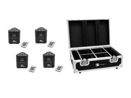 EUROLITE Set 4x AKKU TL-3 TCL QuickDMX + Case avec fonction de recharge