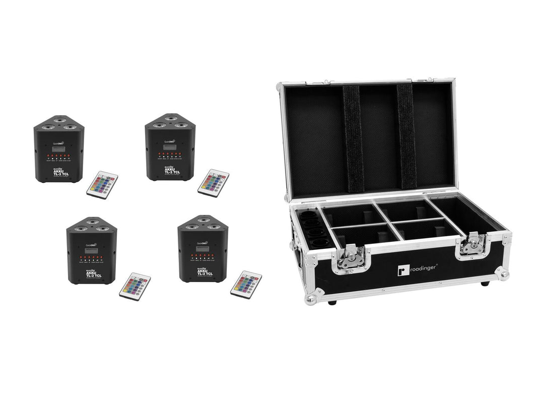 EUROLITE Set 4x AKKU TL-3 TCL QuickDMX + Case avec fonction de recharge
