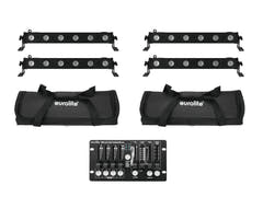 EUROLITE Set de 4x LED BAR-6 QCL RGBW + 2x Soft Bag + Contrôleur