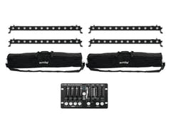 EUROLITE Set 4x LED BAR-12 QCL RGBW + 2x Soft Bag + contrôleur