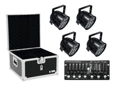 EUROLITE Ensemble 4x LED PAR-56 HCL bk + Étui + Contrôleur