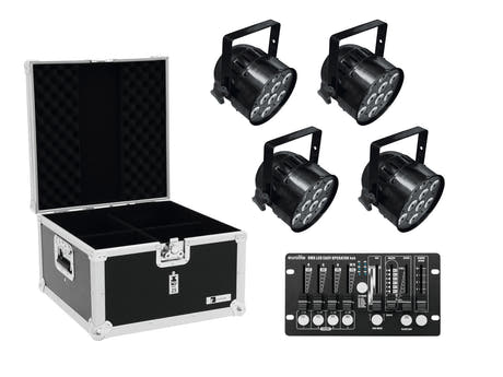 EUROLITE Set 4x LED PAR-56 QCL bk + Case + Contrôleur