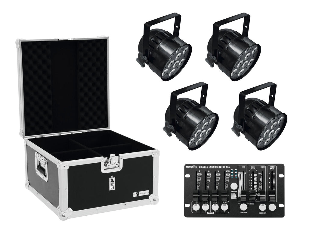 EUROLITE Set 4x LED PAR-56 QCL bk + Case + Contrôleur