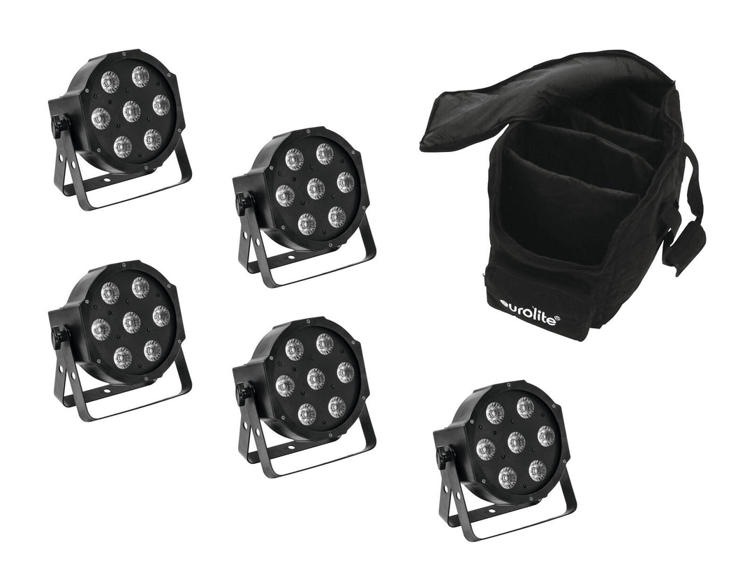 EUROLITE Ensemble 5x LED SLS-7 HCL Spot + Soft bag