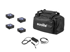 EUROLITE Set 4x AKKU Flat Light 3 bk + chargeur + sac souple
