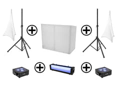 EUROLITE Set AKKU 2x Flat light 3 bk + Bar-6 + Supports