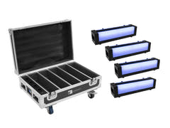EUROLITE Set 4x AKKU Bar-6 Glow QCL + case avec fonction de recharge