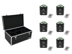 EUROLITE Ensemble 6x AKKU TL-3 TCL Trusslight QuickDMX + Case TDV-1