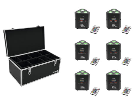 EUROLITE Ensemble 6x AKKU TL-3 TCL Trusslight QuickDMX + Case TDV-1